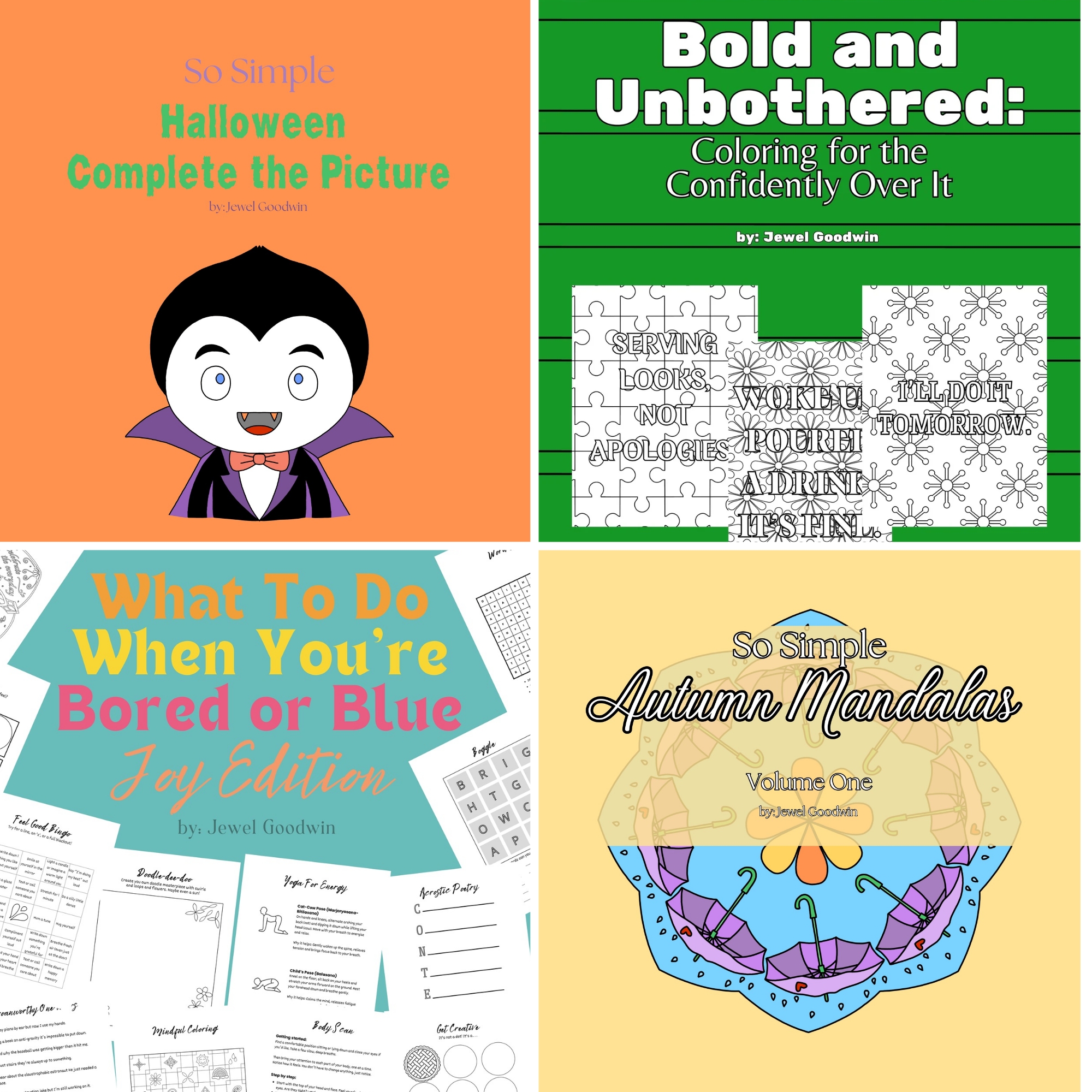 Colorin and activity Books by Jewel Goodwin 