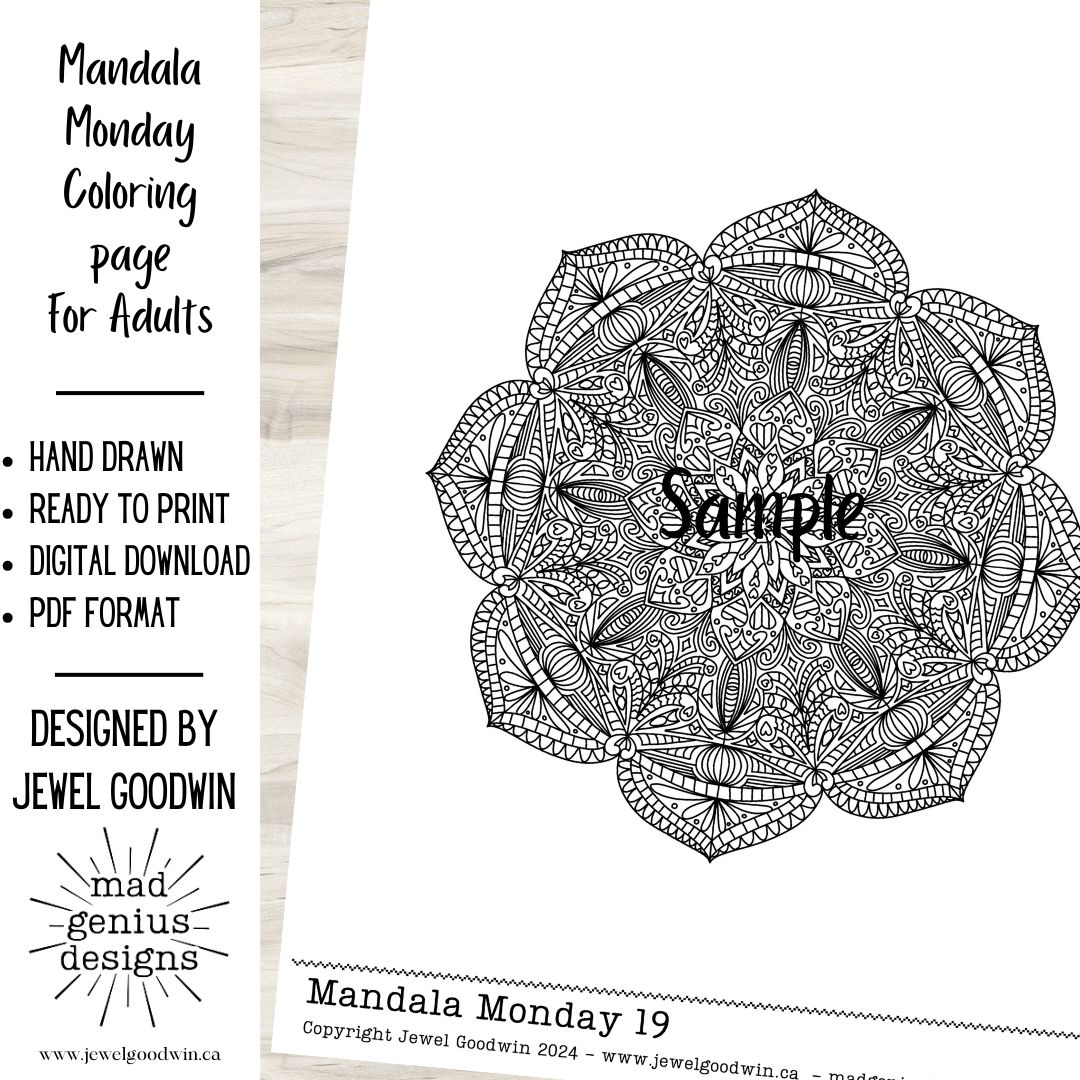 Free printable mandala adult coloring page 